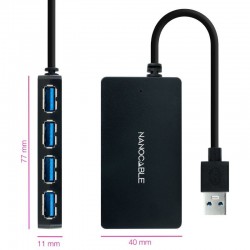 USB 3.0 Nanocabo Hub 10.16.4403/ 4 portas USB/ Preto