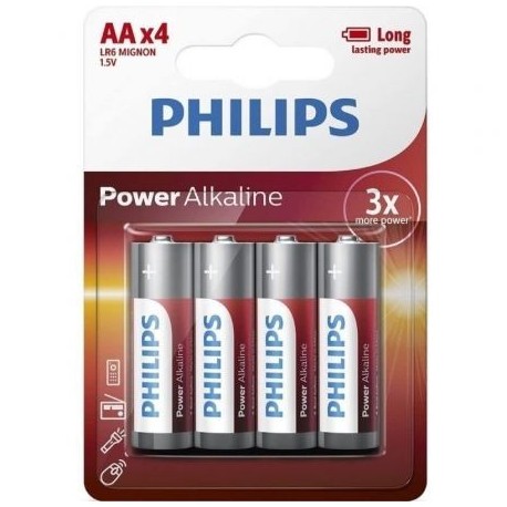 Pacote de 4 pilhas AA Philips LR6P4B/10/ 1,5V/ Alcalina
