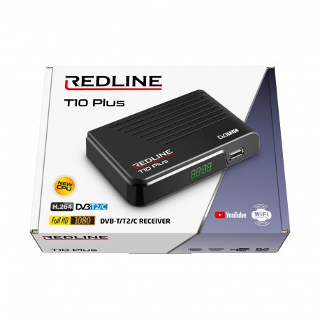 Receptor Redline T10 Plus Full HD - DVB T2/T/Cabo - HDMI & SCART